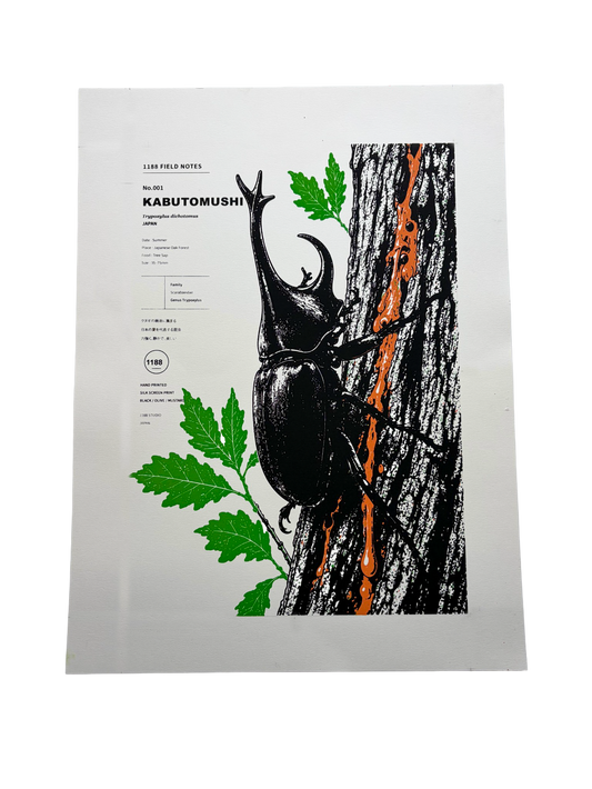 KABUTOMUSHI｜Japanese rhinoceros beetle 3-color hand-pulled screen print, limited edition 18｜1188